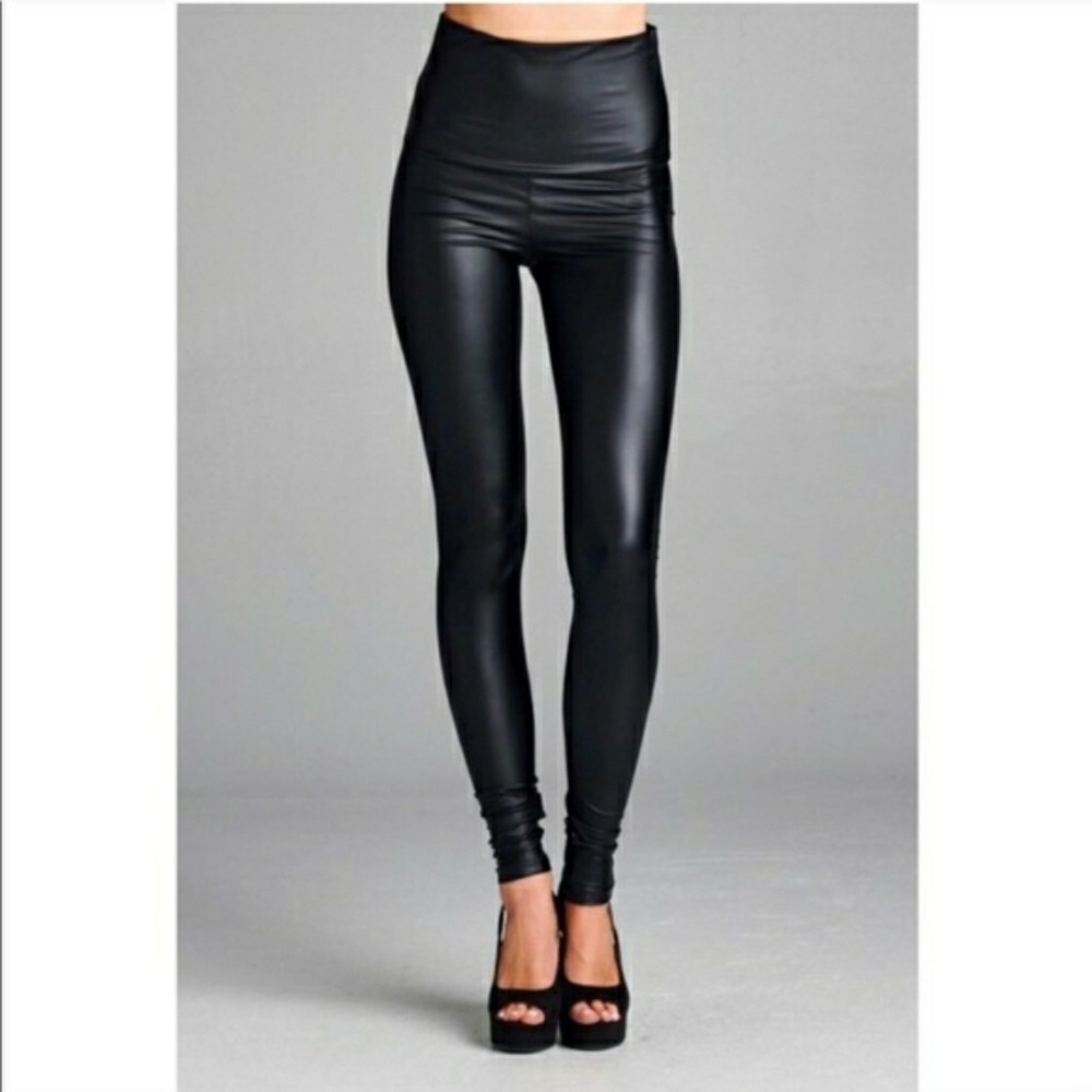 High-waisted Vegan Leather Leggings Sz L (Sz 8-10)